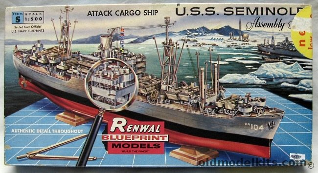 Renwal 1/500 Attack Cargo Ship USS Seminole, S604-149 plastic model kit